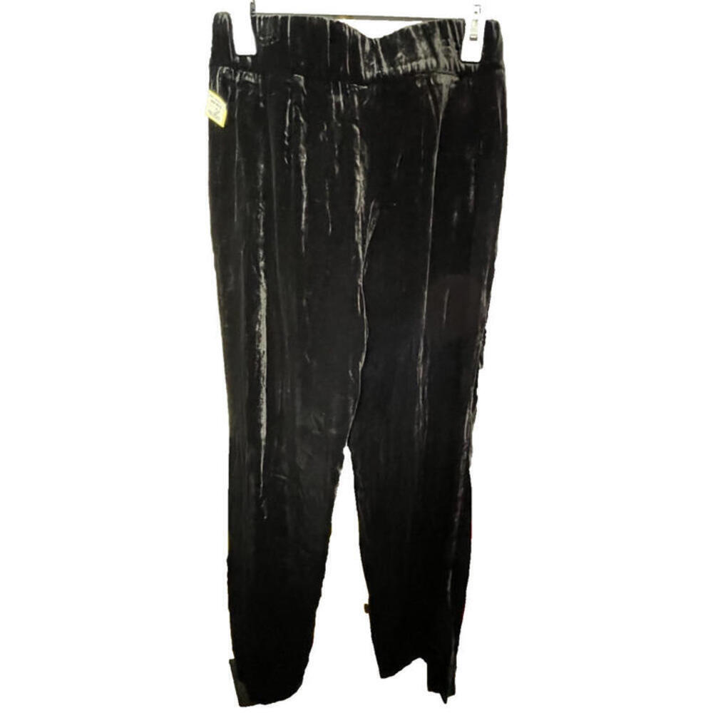 Talbots Velour Pants Black Side Zip Pockets Womens Size 4 Career Minimalist